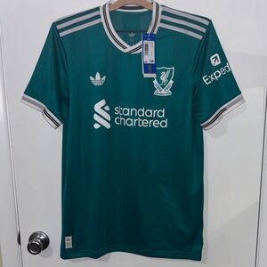 adidas Teal Green Liverpool Football Jersey with White Accents